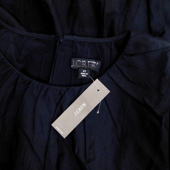 NWT!! J. CREW Hyacinth Dress Smocked Cotton Poplin Black Midi Pockets Small Tall - Picture 13 of 16